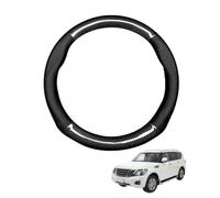 Round Shape Car Steering Wheel Cover For Patrol Y62 2010-2020 Carbon Fiber and Microfiber PU Leather Breathable Anti-Slip Sport Protector Cover Auto Interior Accessories Glossy(Black)