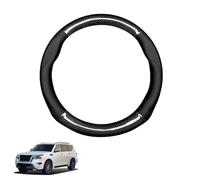 Round Shape Car Steering Wheel Cover For Patrol Y63 2024+ Carbon Fiber and Microfiber PU Leather Breathable Anti-Slip Sport Protector Cover Auto Interior Accessories Glossy,Black