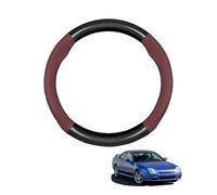 Round Shape Car Steering Wheel Cover For Prelude BB6 1997-2001 Carbon Fiber and Microfiber PU Leather Breathable Anti-Slip Sport Protector Cover Auto Interior Accessories Glossy,Wine red