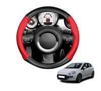 Round Shape Car Steering Wheel Cover For Punto EVO (199) 2008-12 Carbon Fiber and Microfiber PU Leather Breathable Anti-Slip Sport Protector Cover Auto Interior Accessories Glossy(Red)