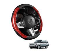 Round Shape Car Steering Wheel Cover For RR L322 Vogue HSE 2002-2012 Peach Wood and Microfiber PU Leather Breathable Anti-Slip Sport Protector Cover Auto Interior Accessories(Red)