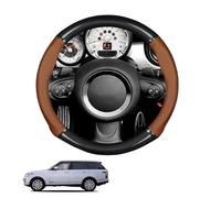Round Shape Car Steering Wheel Cover For RR L405 Vogue HSE 2014 Carbon Fiber and Microfiber PU Leather Breathable Anti-Slip Sport Protector Cover Auto Interior Accessories Glossy(Light brown)