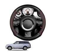 Round Shape Car Steering Wheel Cover For RR L405 Vogue HSE 2014 Carbon Fiber and Microfiber PU Leather Breathable Anti-Slip Sport Protector Cover Auto Interior Accessories Glossy(Dark brown)