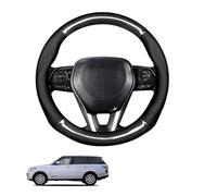 Round Shape Car Steering Wheel Cover For RR L405 Vogue HSE 2014 Carbon Fiber and Microfiber PU Leather Breathable Anti-Slip Sport Protector Cover Auto Interior Accessories Glossy(Black)