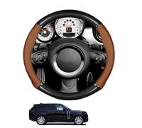 Round Shape Car Steering Wheel Cover For RR L460 Vogue HSE 2023+ Carbon Fiber and Microfiber PU Leather Breathable Anti-Slip Sport Protector Cover Auto Interior Accessories Glossy(Light brown)