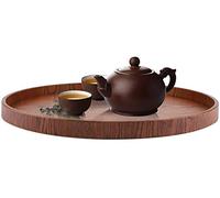 Round Shape Solid Wood Tea Coffee Snack Food Meals Serving Tray Plate Restaurant Trays 37.5 cm / 14.76 inch(Wooden )