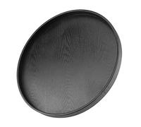 Round Shape Solid Wood Tea Coffee Snack Food Meals Serving Tray Plate Restaurant Trays 37.5 cm / 14.76 inch(Black)