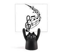 Round-Shaped Curved Music Notes Memo Holder Cartoon Black Cat Stand Decoration