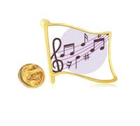 Round-shaped Flappg Music Notes Golden Metal Flag Lapel Pin Badge
