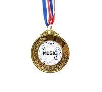 Round-Shaped Music Note Dark Blue Gold Award Winner Medal First Place Ribbon