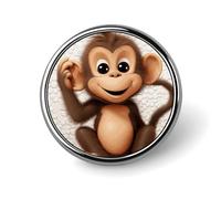 Round Shaped Pin Button Badge for Woman, Decorative Lapel Tie Pin for Man, Cute Round Brooch Pins Cute Monkey Button Badges for Backpack Jackets Hats Decor
