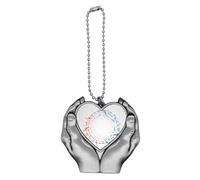 Round-Shaped Red Blue Music Notes Car Keychain Heart Pendant Ornament Charm