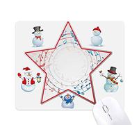Round-Shaped Red Blue Music Notes Christmas Snowman Family Star Mouse Pad