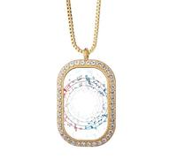 Round-Shaped Red Blue Music Notes Necklace Pendant Diamond Crystal Golden Jewelry