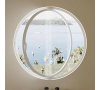 Round Shed Window 360° Rotatable Tempered Glass & Aluminum Frame Indoor Ventilated Replacement Casement for Bedroom & Living Room White 50cm/19.7in