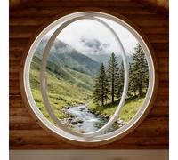 Round Shed Windows,Porthole Window with Tempered Glass,360° Rotating Window,Sliding Window with Handle for Bathroom/Kitchen/Bedroom/Living Room Ventilated Windows Decorate(White,50cm/19.7in)