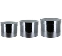 Round Sheen Lined Flower Hat Boxes Set of 3 Christmas Colours (Silver)