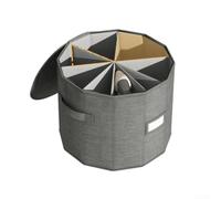 Round Shoe Organiser for Cupboard, Cylindrical Shoe Box, Foldable with 8 Compartments, Rotating Storage System for Trainers and Boots, Space Saving Polyester Solution for Corner and Wardrobe, Grey