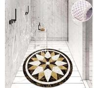 Round Shower Mat Anti Slip,60cm/70cm/80cm/90cm/100cm Loofah Bath Mat for Inside Shower,Soft Bathroom Rug with Drain,Without Suction Cups (Black,90cm)