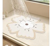 Round Shower Mat Flower Bath Mat for Inside Shower,PVC Loofah Bathroom Floor Mat,Non-Slip Bathmat Anti Mould Shower Mat with Drain,Quick Drying (White,70x70cm)