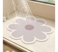Round Shower Mat Flower Bath Mat for Inside Shower,PVC Loofah Bathroom Floor Mat,Non-Slip Bathmat Anti Mould Shower Mat with Drain,Quick Drying (Grey,70x70cm)