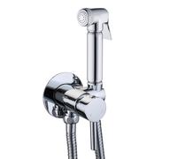 Round Shower Spray Kit with Shut Off Valve + Hose