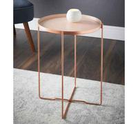 Round Side End Table Blush Removable Tray With Copper Legs Bedside Console Table 1 Round Side End Table Blush Remov