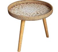 Round Side Table for Couches & Living Room - Vintage Fluted Accent Pedestal Coffee Tray - Ideal for Snack Time and Home Decor