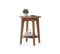 Round Side Table for Living Room, Yellowish brown