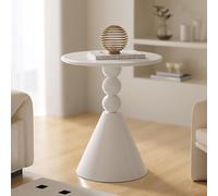 Round Side Table Iron Frame Accent Table Small Living Room Furniture Modern Home Décor Nightstand Retro Circular Coffee Table Central Table for Living Room