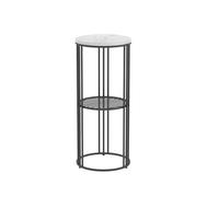 Round Side Table, Modern Marble Coffee Table, 2-Tier Storage End Table for Balcony, Compact Plant Display Stand, Ideal for Hotels and Flower Shops