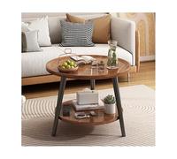 Round Side Table with Storage - 2-Tier Living Room Furniture for Small Spaces, Dining Room, Apartment