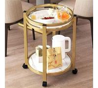 Round Side Table with Wheels, Movable Tray Coffee Table, Black Modern End Table for Living Room, 40x40x50cm, Stylish Sofa Cart for Small Spaces