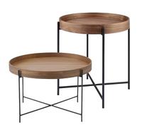 Round Side Tables Metal Side Table Coffee Table Accent Table Nightstand End Table White Wooden Metal Stand End Table with Tray Table for Living Room Bedroom Office Small Spaces-2 Size End Tab(Lar