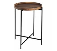 Round Side Tables Metal Side Table Coffee Table Accent Table Nightstand End Table White Wooden Metal Stand End Table with Tray Table for Living Room Bedroom Office Small Spaces-2 Size End Tab(Lar