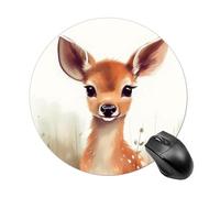 Round Sika Deer Mouse Pad Non-Slip Rubber Base Waterproof Mouse Mat Travel Portable Gaming Mousepad for Office Work Home Computer Laptop Personalized Accessory