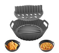 Round Silicone Air Fryer Liners, 6.7 inch Reusable Air Fryer Liner with Divider, Air Fryer Accessories, Silicone Airfryer Liner for Tower Ninja Cosori 3.8L - 5.2L