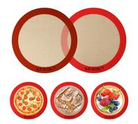 Round Silicone Baking Mats Set of 2-Silicone Mat for 9 Inch Pizza Cake Pan Air Fryer,Non-Stick Reusable Heat Resistant Baking Sheets for Bread Cookies Rolling Pie Tortilla