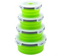 Round Silicone Foldable Lunch Box Set Microwave Safe Food Storage Containers - Compact Design with Leak Proof Seal for Portable Meal Solutions (A)