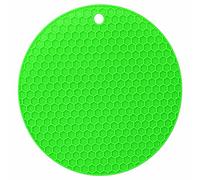 Round Silicone Heat Silicone Trivet Mat Pan Non Slip Hot Pan Holder (Green)