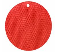 Round Silicone Heat Silicone Trivet Mat Pan Non Slip Hot Pan Holder (Red)