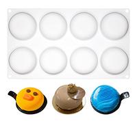 Round Silicone Mould Flat Baking Mould for Chocolate Cake Pudding Candle Wax 8 Cavities Extra Large