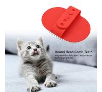 Round Silicone Pet Bathing Hair Grooming Clean Ts Cleaning Massage Comb Round Head Teeth Grooming Brushes for Long & Short Hair (Red)