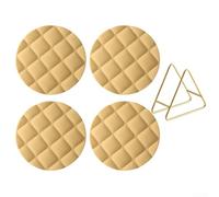 Round Silicone Placemats with Storage Rack, Set of 4 Heat Resistant Non-Slip Table Mats, Diamond Pattern Kitchen Dining Decor for Home Restaurant Cafe (yellow 16cm)