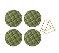Round Silicone Placemats With Storage Rack, Set Of 4 Non-slip Heat-resistant Mats For Kitchen Dining Table, Easy Clean Modern Round Rhombus Design In Multiple Colors(green 16 cm)