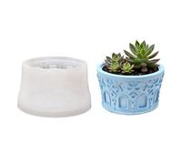 Round Silicone Planter Mold Unique Flower Pattern Easy Demolding Reusable for Indoor Outdoor Decoration Crafting Project Flexible Silicone Flower Pot Mold