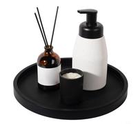 Round Silicone Storage Tray,Bathroom Tray Round Vanity Tray Holder Kitchen Countertop Organizer,For Home Use In Kitchen Bathroom Or Living Room With Stable Non Slip Performance(Black 23)