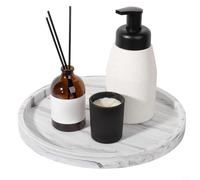 Round Silicone Storage Tray,Bathroom Tray Round Vanity Tray Holder Kitchen Countertop Organizer,For Home Use In Kitchen Bathroom Or Living Room With Stable Non Slip Performance(White Marble 27)