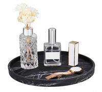 Round Silicone Storage Tray,Bathroom Tray Round Vanity Tray Holder Kitchen Countertop Organizer,For Home Use In Kitchen Bathroom Or Living Room With Stable Non Slip Performance(Black Marble 23)