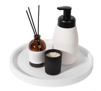 Round Silicone Storage Tray,Bathroom Tray Round Vanity Tray Holder Kitchen Countertop Organizer,For Home Use In Kitchen Bathroom Or Living Room With Stable Non Slip Performance(White 23)